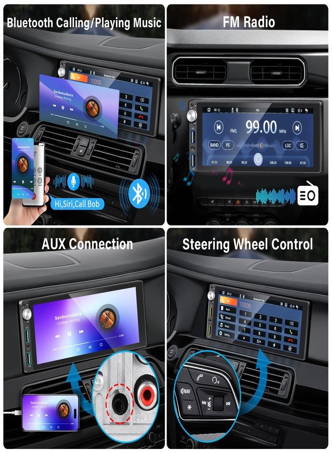 LSLYA Single Din Car Stereo with Apple Carplay Android Auto,6.9 Inch IPS Touchscreen, 1 Din Car Audio Receivers wtih Bluetooth Handsfree/FM/AM/Dual USB/Type-C/EQ/SWC/GPS Navigation/Backup Camera/Microphone - Image 4